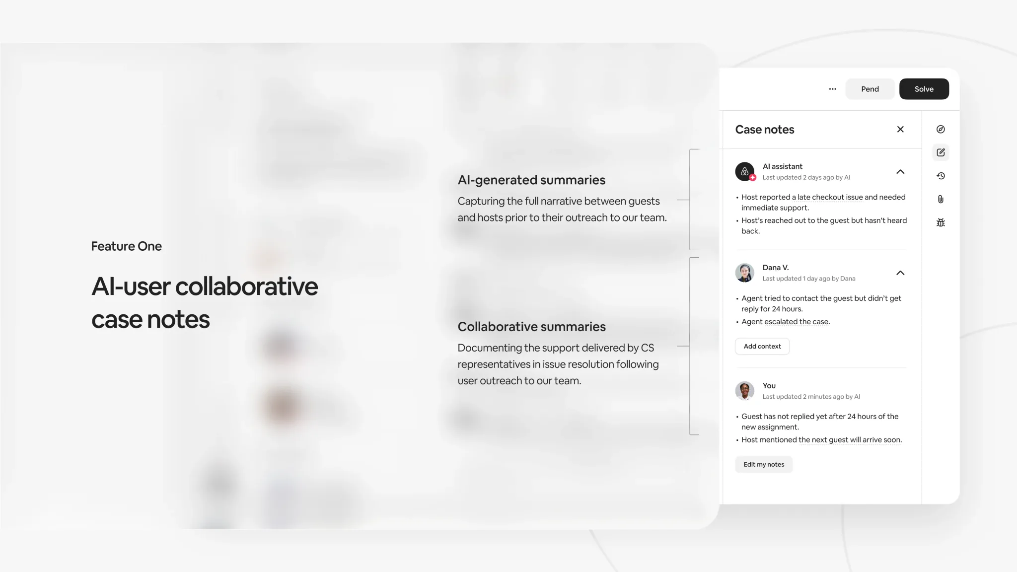 Feature One — AI-user collaborative case notes