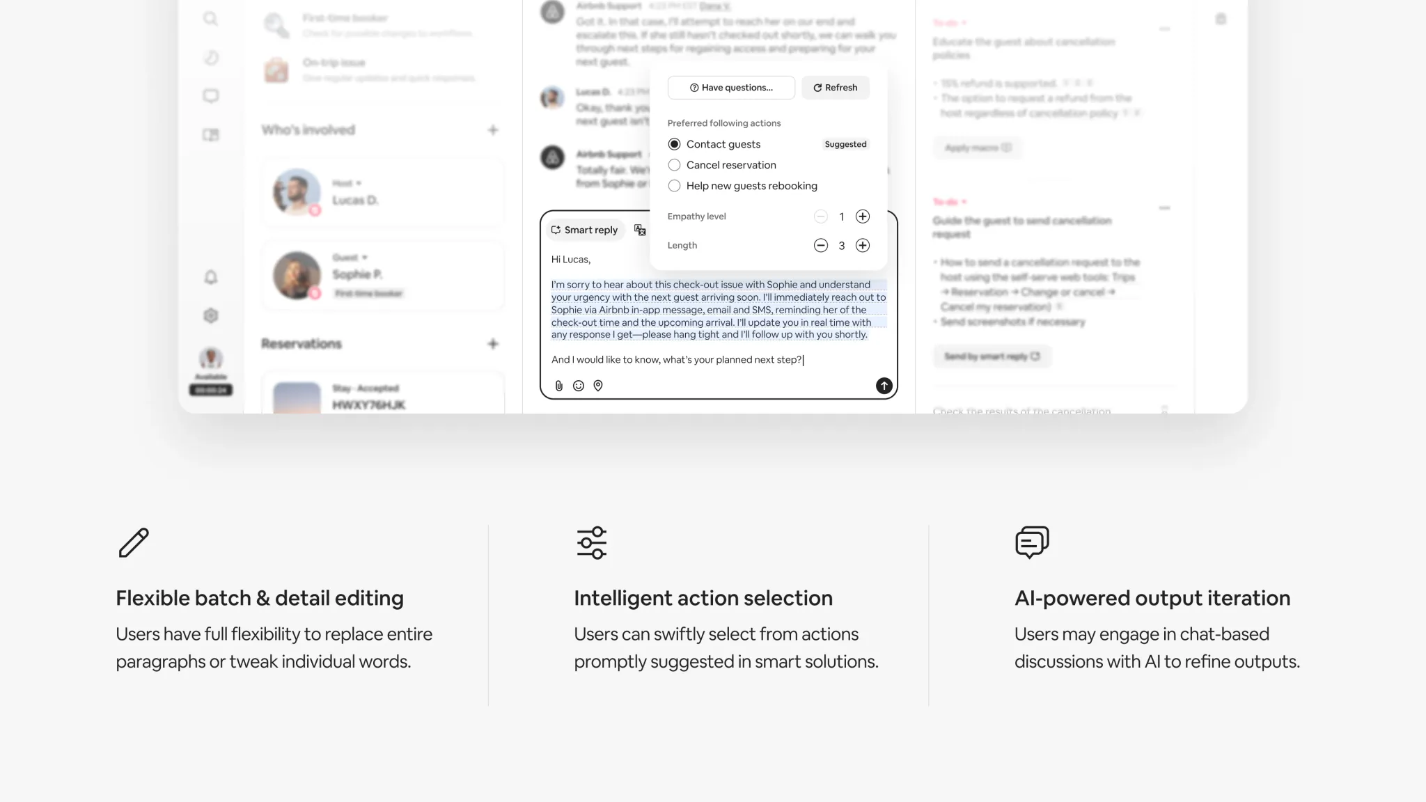 Smart reply with flexible batch & detail editing